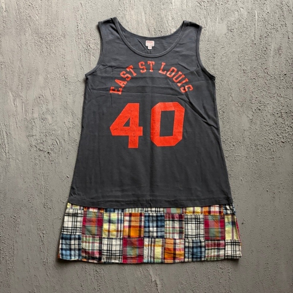 Denim & Dungaree Tank Top 16 Black Y2K East St Louis Patchwork Hem Japan